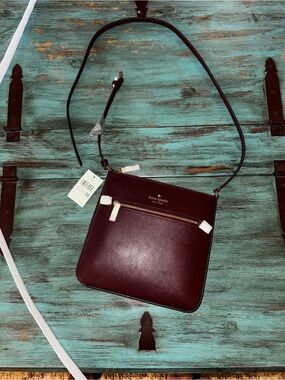 NWT Kate Spade leather crossbody bag in deep burgundy